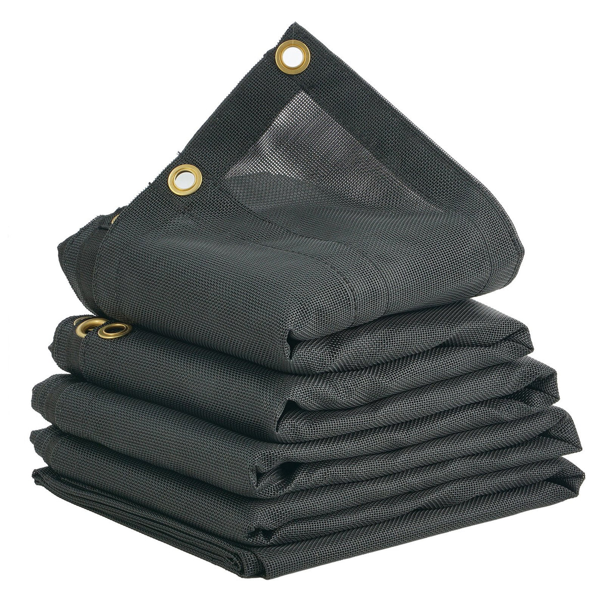 Dump Truck Mesh Tarp, 5 x 14 ft, PVC Coated Black Heavy Duty Cover with 5.5" 18oz Double Pocket, Brass V952-KCPVC5X1418OZKBIKV0