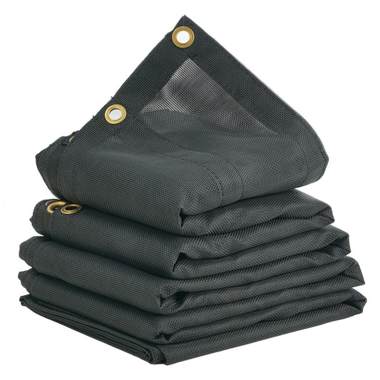 Dump Truck Mesh Tarp, 6 x 14 ft, PVC Coated Black Heavy Duty Cover with 5.5" 18oz Double Pocket, Brass V952-KCPVC6X1418OZJELJV0