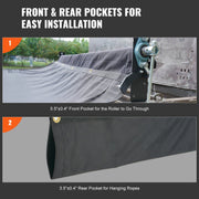 Dump Truck Mesh Tarp, 6 x 14 ft, PVC Coated Black Heavy Duty Cover with 5.5" 18oz Double Pocket, Brass V952-KCPVC6X1418OZJELJV0