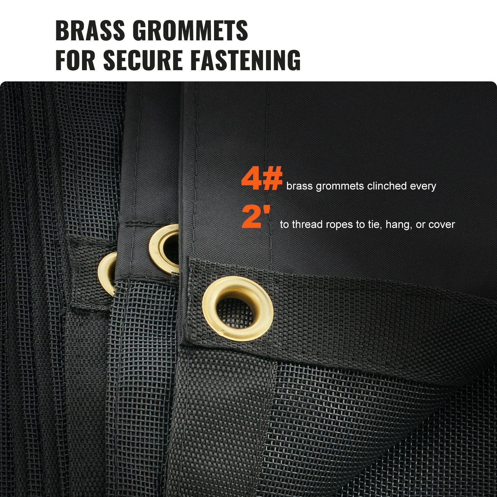 Dump Truck Mesh Tarp, 6 x 14 ft, PVC Coated Black Heavy Duty Cover with 5.5" 18oz Double Pocket, Brass V952-KCPVC6X1418OZJELJV0