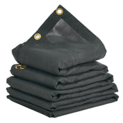 Dump Truck Mesh Tarp, 6 x 14 ft, PVC Coated Black Heavy Duty Cover with 5.5" 18oz Double Pocket, Brass V952-KCPVC6X1418OZJELJV0