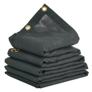 Dump Truck Mesh Tarp, 7 x 14 ft, PVC Coated Black Heavy Duty Cover with 5.5" 18oz Double Pocket, Brass V952-KCPVC7X1418OZ9JB4V0