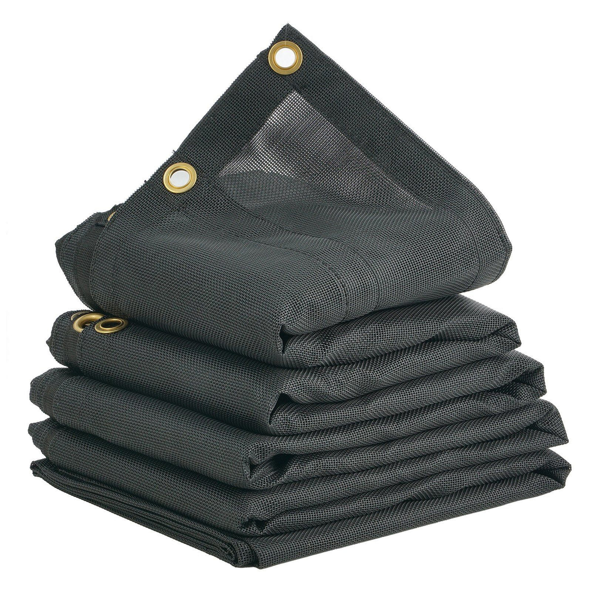 Dump Truck Mesh Tarp, 7 x 14 ft, PVC Coated Black Heavy Duty Cover with 5.5" 18oz Double Pocket, Brass V952-KCPVC7X1418OZ9JB4V0