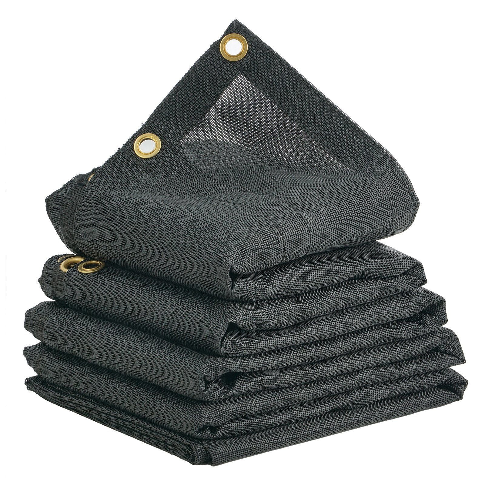 Dump Truck Mesh Tarp, 7 x 14 ft, PVC Coated Black Heavy Duty Cover with 5.5" 18oz Double Pocket, Brass V952-KCPVC7X1418OZ9JB4V0