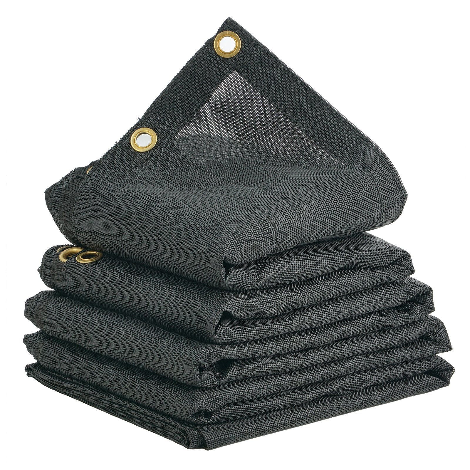 Dump Truck Mesh Tarp, 7 x 14 ft, PVC Coated Black Heavy Duty Cover with 5.5" 18oz Double Pocket, Brass V952-KCPVC7X1418OZ9JB4V0