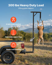 Truck Hitch Game Hoist, 300 lbs Load Capacity, Hunting Deer Hoist with 2-inch Receiver, 360-Degree Swivel V952-KCSSLSHL300L2ACZE001V0