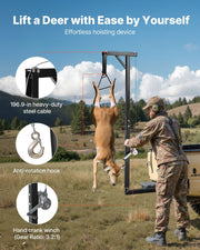 Truck Hitch Game Hoist, 300 lbs Load Capacity, Hunting Deer Hoist with 2-inch Receiver, 360-Degree Swivel V952-KCSSLSHL300L2ACZE001V0