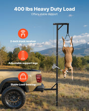 Truck Hitch Game Hoist, 400 lbs Load Capacity, Hunting Deer Hoist with 2-inch Receiver, 360-Degree Swivel V952-KCSSLSHL400LMHVUF001V0
