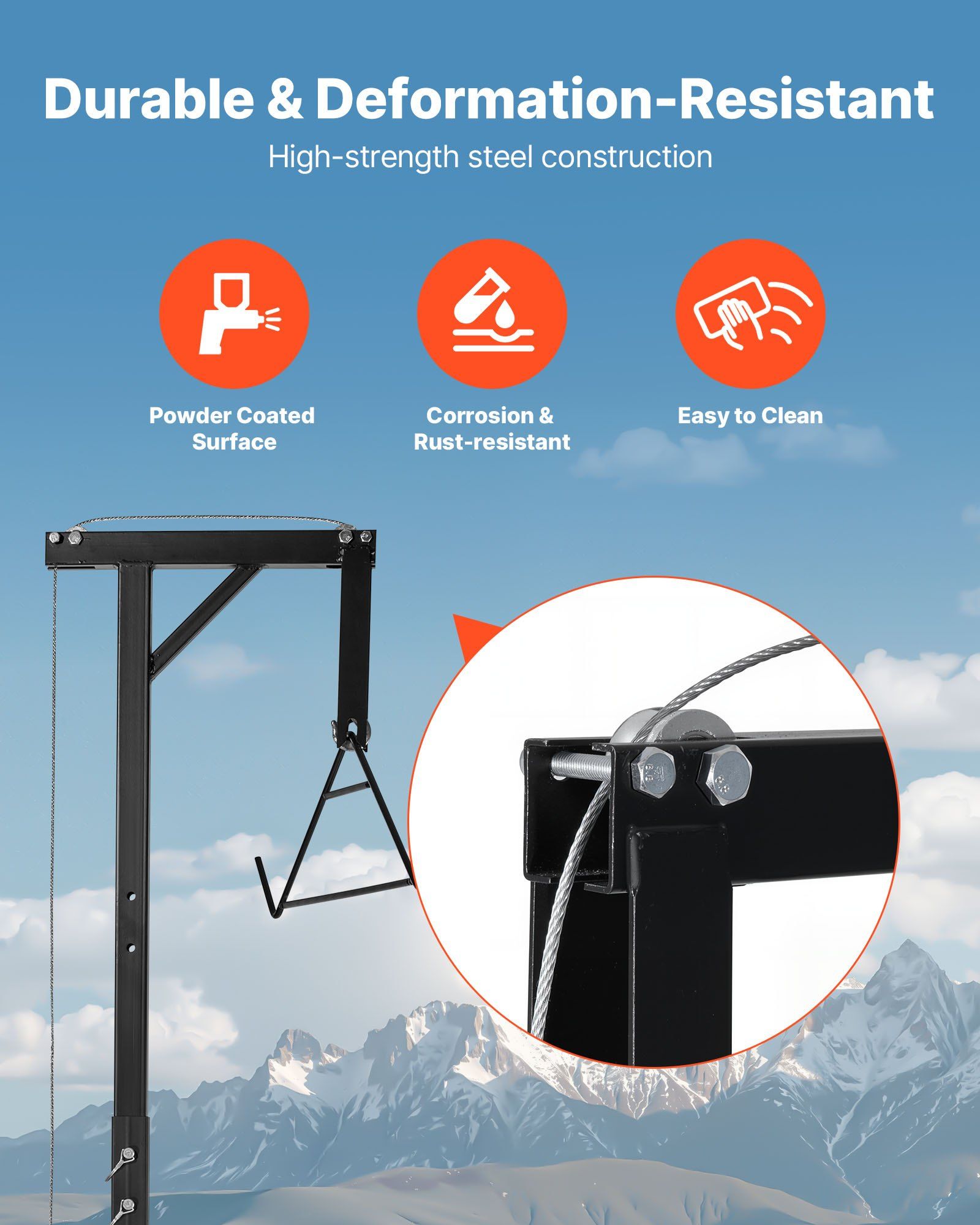 Truck Hitch Game Hoist, 500 lbs Load Capacity, Hunting Deer Hoist with 2-inch Receiver, 360-Degree Swivel V952-KCSSLSHL500L4HM93001V0