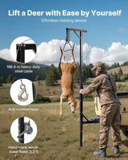Truck Hitch Game Hoist, 600 lbs Load Capacity, Hunting Deer Hoist with 2-inch Receiver, 360-Degree Swivel V952-KCSSLSHL600LDZE1M001V0