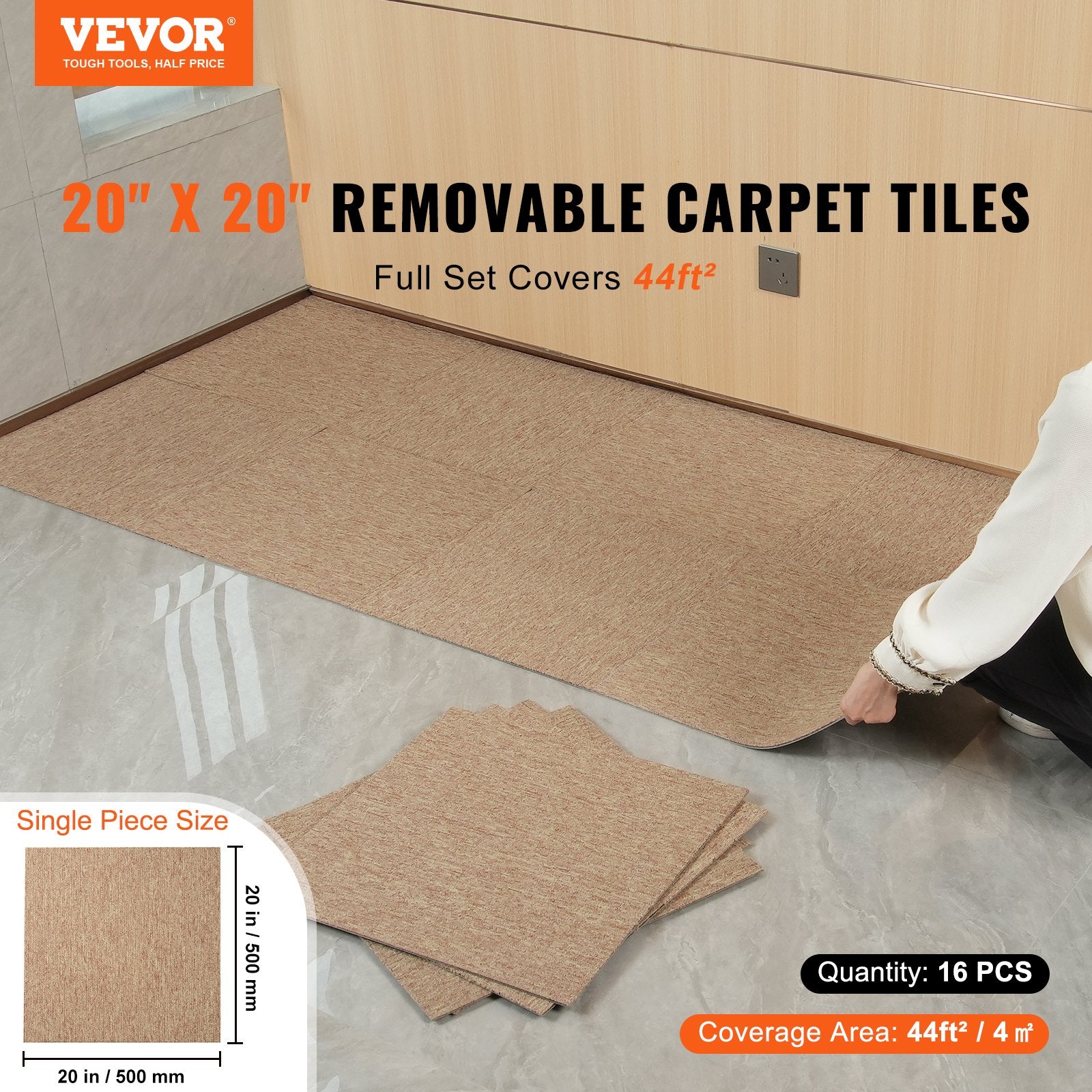 Carpet Tiles Reusable, 20"x 20" Carpet Squares With Padding Attached, Soft Padded Carpet Tiles, Easy Install V952-KCXFKDT2020YE3HSRV0
