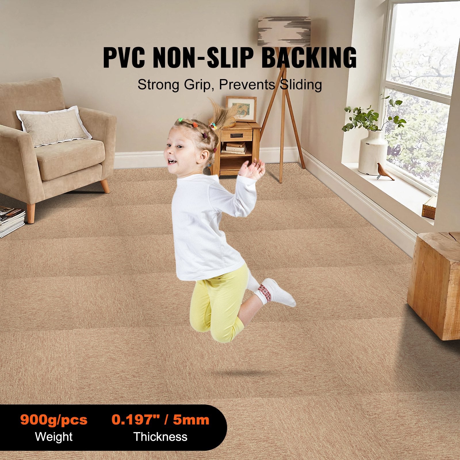 Carpet Tiles Reusable, 20"x 20" Carpet Squares With Padding Attached, Soft Padded Carpet Tiles, Easy Install V952-KCXFKDT2020YE3HSRV0