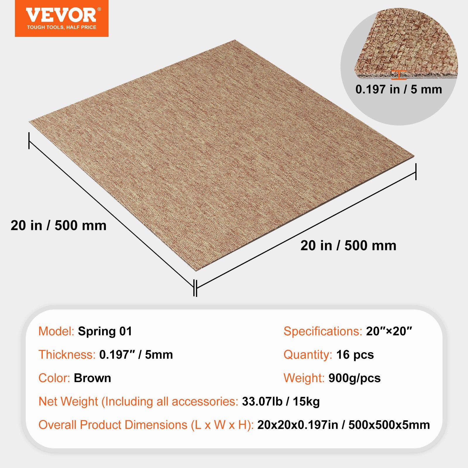 Carpet Tiles Reusable, 20"x 20" Carpet Squares With Padding Attached, Soft Padded Carpet Tiles, Easy Install V952-KCXFKDT2020YE3HSRV0