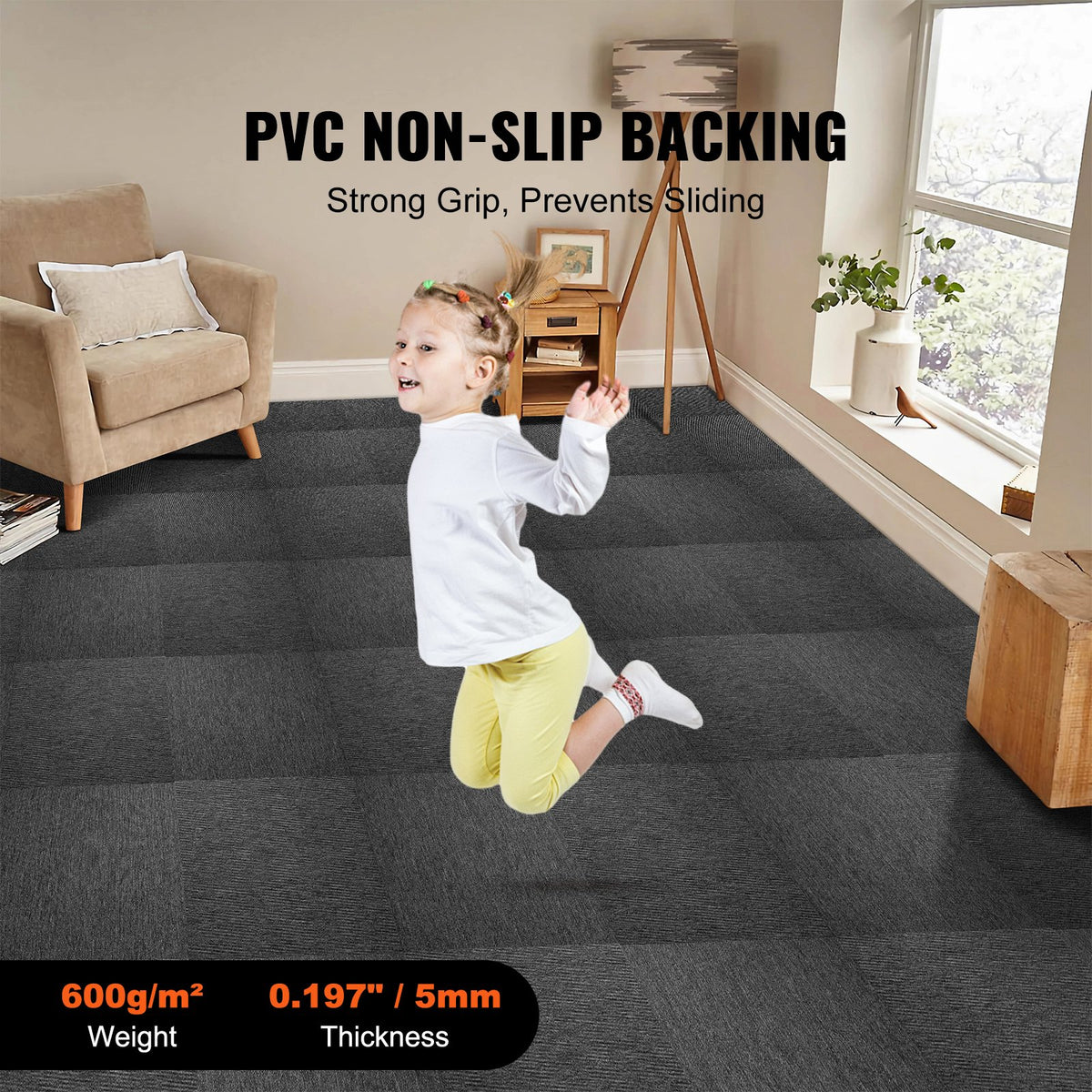Carpet Tiles Reusable, 20"x 20" Carpet Squares With Padding Attached, Soft Padded Carpet Tiles, Easy Install V952-KCXFKDT2020YI2QM3V0