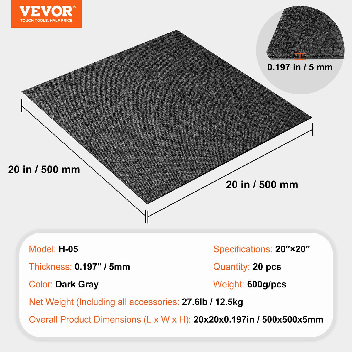 Carpet Tiles Reusable, 20"x 20" Carpet Squares With Padding Attached, Soft Padded Carpet Tiles, Easy Install V952-KCXFKDT2020YI2QM3V0