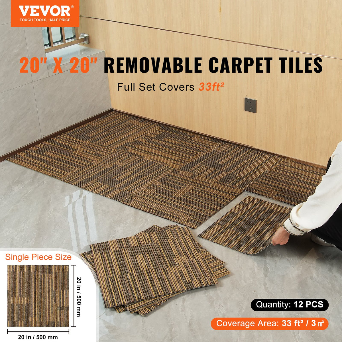 Carpet Tiles Reusable, 20"x 20"Carpet Squares With Padding Attached, Soft Padded Carpet Tiles, Easy Install V952-KCXFKDT2020YPI6HYV0