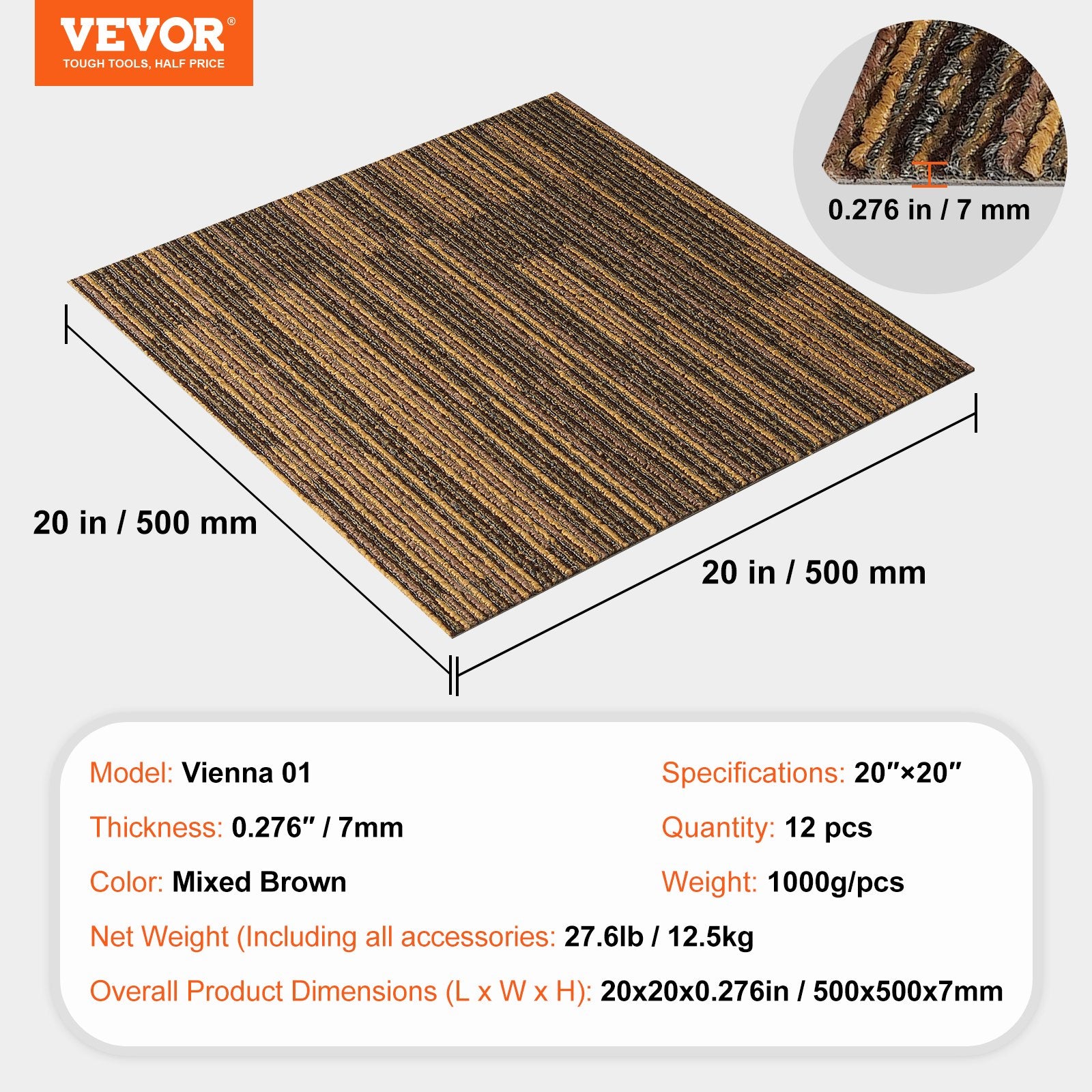 Carpet Tiles Reusable, 20"x 20"Carpet Squares With Padding Attached, Soft Padded Carpet Tiles, Easy Install V952-KCXFKDT2020YPI6HYV0