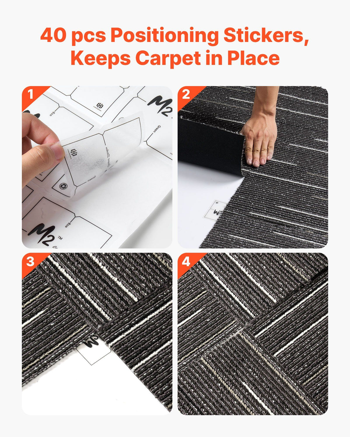 Carpet Tiles Reusable 610x610 mm, 24 PCS Modular Carpet Square Rug, Commercial Floor Soft Padded for Seamless V952-KCXFKDT2424I3DI15001V0