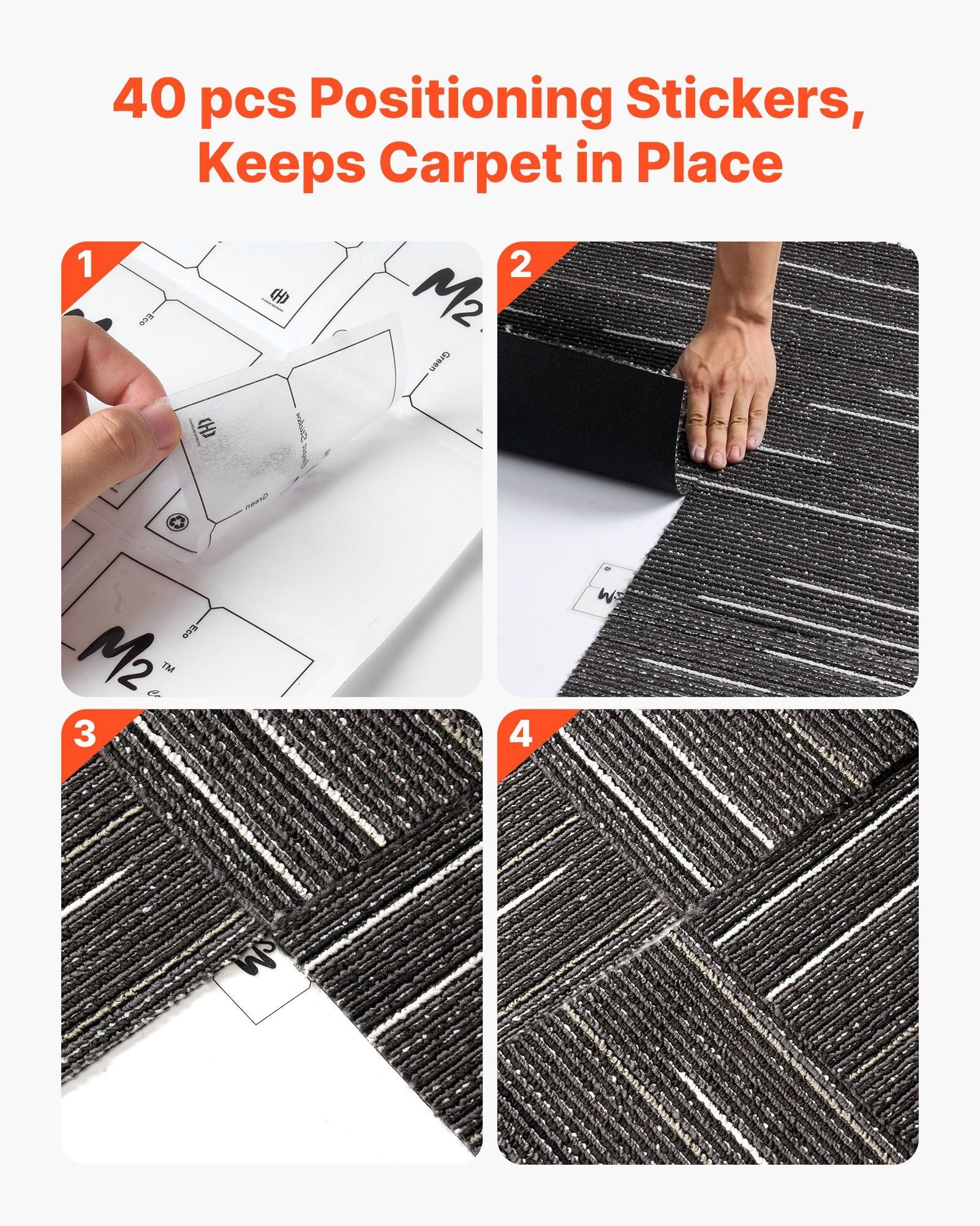 Carpet Tiles Reusable 610x610 mm, 24 PCS Modular Carpet Square Rug, Commercial Floor Soft Padded for Seamless V952-KCXFKDT2424I3DI15001V0