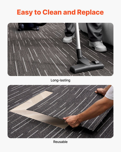 Carpet Tiles Reusable 610x610 mm, 24 PCS Modular Carpet Square Rug, Commercial Floor Soft Padded for Seamless V952-KCXFKDT2424I3DI15001V0