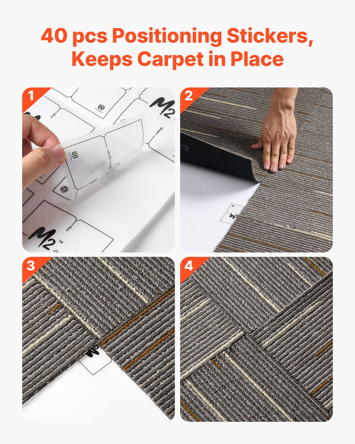 Carpet Tiles Reusable 610x610 mm, 24 PCS Modular Carpet Square Rug, Commercial Floor Soft Padded for Seamless V952-KCXFKDT2424IF0ZX7001V0