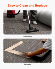 Carpet Tiles Reusable 610x610 mm, 24 PCS Modular Carpet Square Rug, Commercial Floor Soft Padded for Seamless V952-KCXFKDT2424IF0ZX7001V0