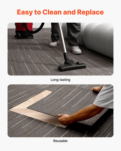 Carpet Tiles Reusable 610x610 mm, 24 PCS Modular Carpet Square Rug, Commercial Floor Soft Padded for Seamless V952-KCXFKDT2424IF0ZX7001V0