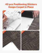 Carpet Tiles Reusable 610x610 mm, 24 PCS Modular Carpet Square Rug, Commercial Floor Soft Padded for Seamless V952-KCXFKDT2424IJ3ENO001V0