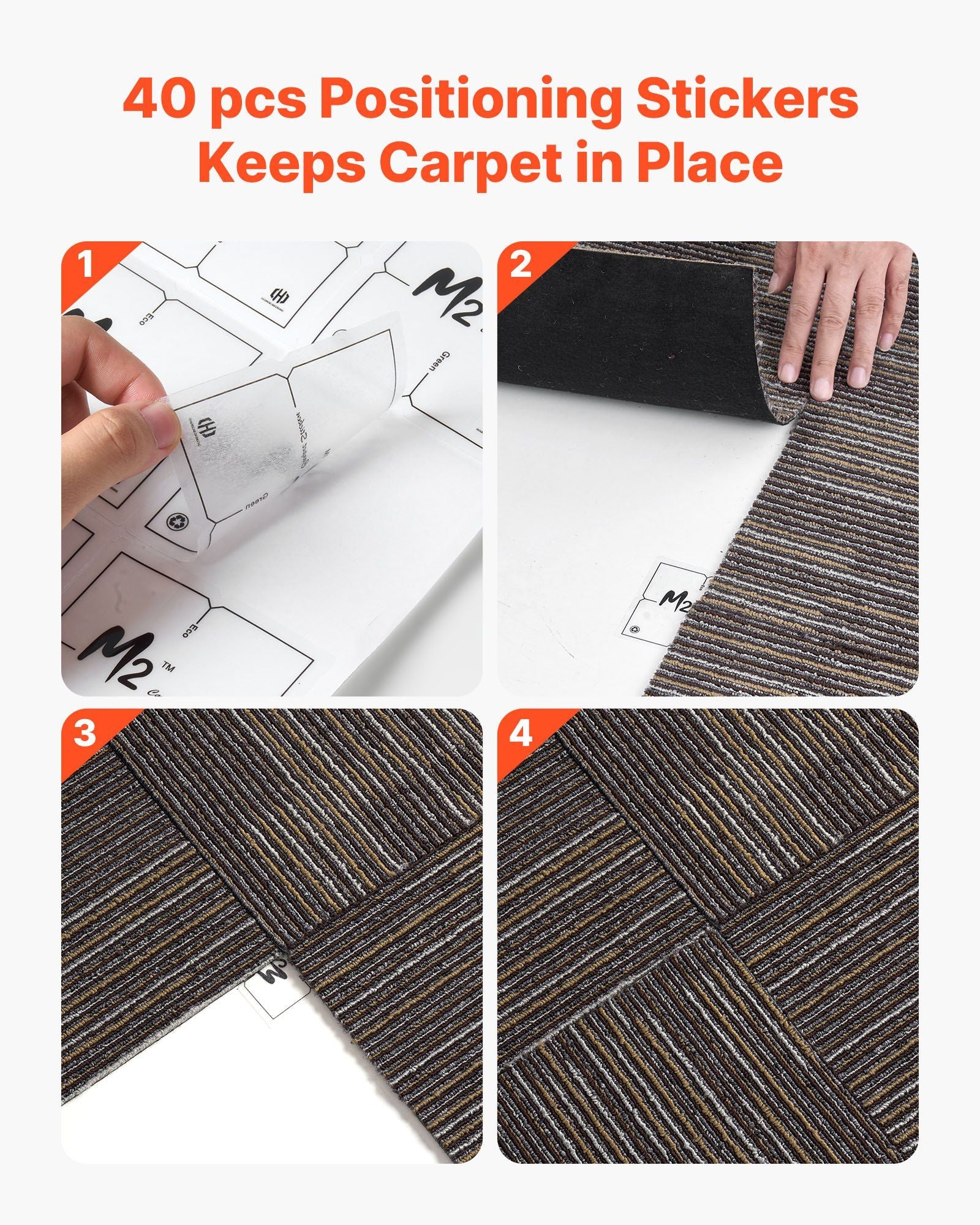 Carpet Tiles Reusable 610x610 mm, 24 PCS Modular Carpet Square Rug, Commercial Floor Soft Padded for Seamless V952-KCXFKDT2424IJ3ENO001V0