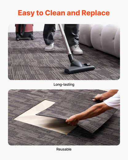 Carpet Tiles Reusable 610x610 mm, 24 PCS Modular Carpet Square Rug, Commercial Floor Soft Padded for Seamless V952-KCXFKDT2424IJ3ENO001V0