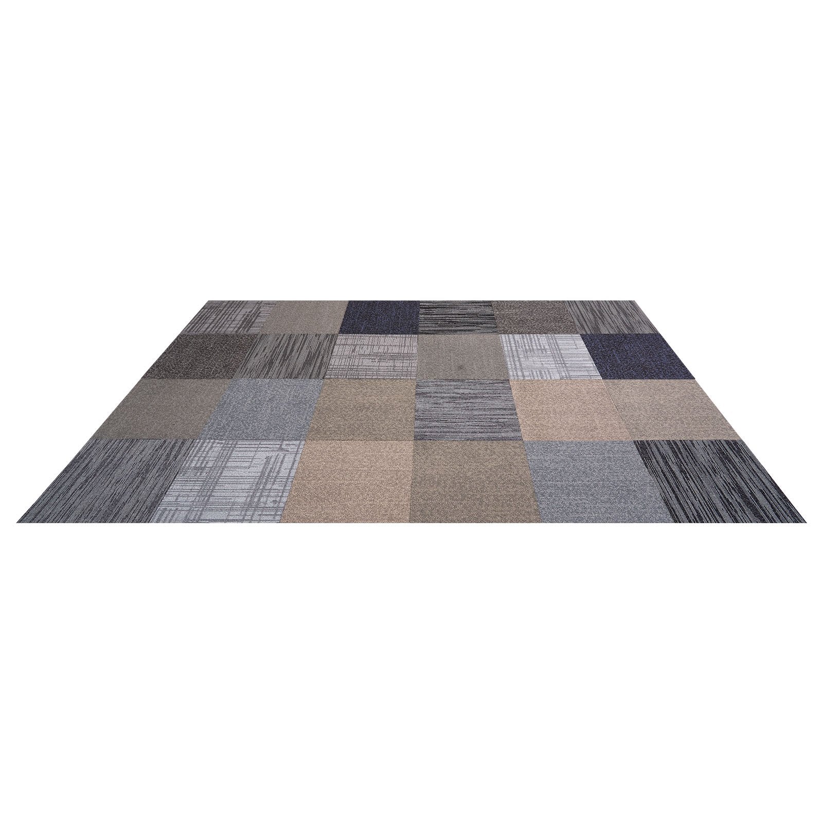 Carpet Tiles Reusable 508 x 508 mm, 24 PCS Modular Carpet Square Rug, Commercial Floor Soft Padded for V952-KCXFKDT2424IJUMHI001V0