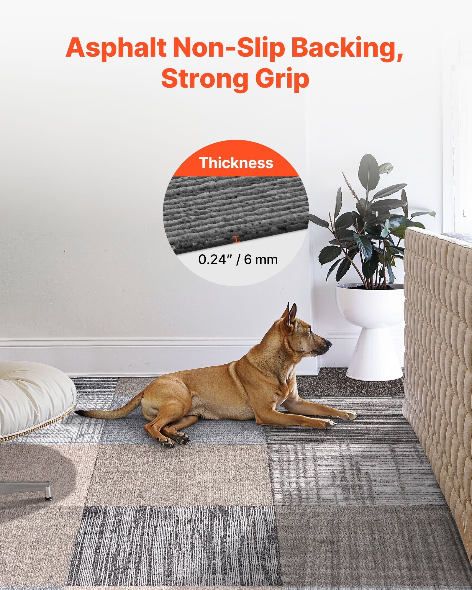 Carpet Tiles Reusable 508 x 508 mm, 24 PCS Modular Carpet Square Rug, Commercial Floor Soft Padded for V952-KCXFKDT2424IJUMHI001V0