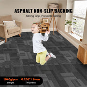 Carpet Tiles Reusable, 24"x 24"Carpet Squares With Padding Attached, Soft Padded Carpet Tiles, Easy Install V952-KCXFKDT2424YHLIXBV0