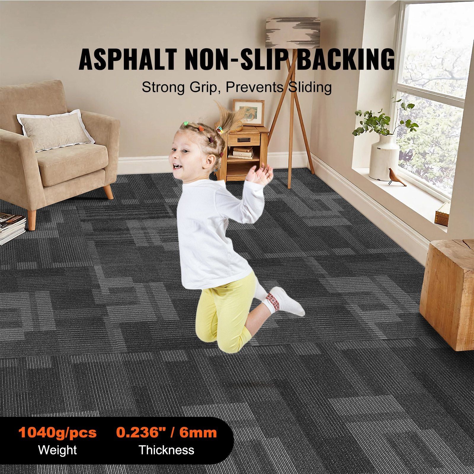 Carpet Tiles Reusable, 24"x 24"Carpet Squares With Padding Attached, Soft Padded Carpet Tiles, Easy Install V952-KCXFKDT2424YHLIXBV0