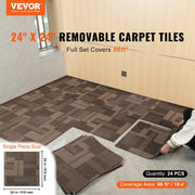 Carpet Tiles Reusable, 24"x 24"Carpet Squares With Padding Attached, Soft Padded Carpet Tiles, Easy Install V952-KCXFKDT2424YO1I6PV0