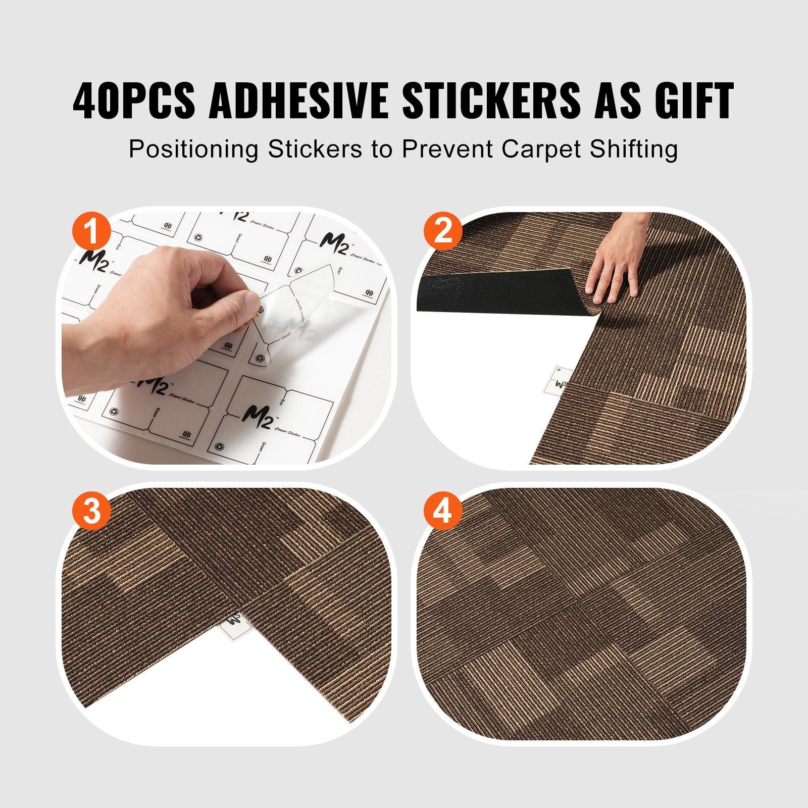 Carpet Tiles Reusable, 24"x 24"Carpet Squares With Padding Attached, Soft Padded Carpet Tiles, Easy Install V952-KCXFKDT2424YO1I6PV0