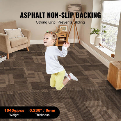 Carpet Tiles Reusable, 24"x 24"Carpet Squares With Padding Attached, Soft Padded Carpet Tiles, Easy Install V952-KCXFKDT2424YO1I6PV0