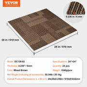 Carpet Tiles Reusable, 24"x 24"Carpet Squares With Padding Attached, Soft Padded Carpet Tiles, Easy Install V952-KCXFKDT2424YO1I6PV0