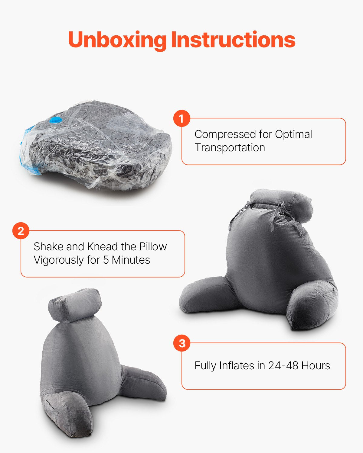 Reading Pillow, Large Bed Pillow with Removable Headrest, Back Pillow with 3 Pockets, Shredded Memory Foam V952-KCXYDZHS0000OIZHF001V0