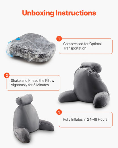 Reading Pillow, Large Bed Pillow with Removable Headrest, Back Pillow with 3 Pockets, Shredded Memory Foam V952-KCXYDZHS0000OIZHF001V0