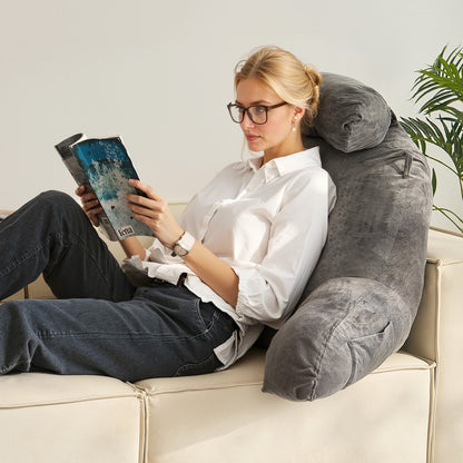 Reading Pillow, Large Bed Pillow with Removable Headrest, Back Pillow with 3 Pockets, Shredded Memory Foam V952-KCXYDZHS0000OIZHF001V0