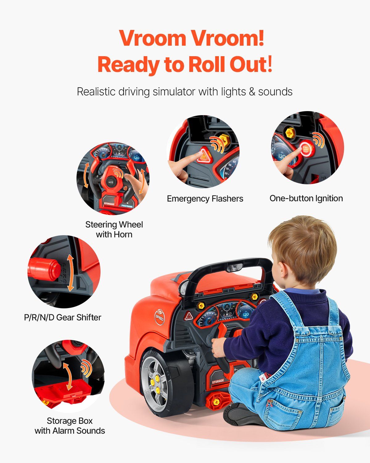 Engine Toy, 60 Pieces, Kids Mechanic Car Repair Set with Removable Parts, Lights and Sounds, Steering Wheel V952-KCYQWJHSKCZXMUPE2001V9