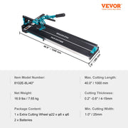 Manual Tile Cutter, 1000mm, Porcelain Ceramic Tile Cutter with Tungsten Carbide Cutting Wheel, Infrared V952-KCZQGJMDDIY109K53V0