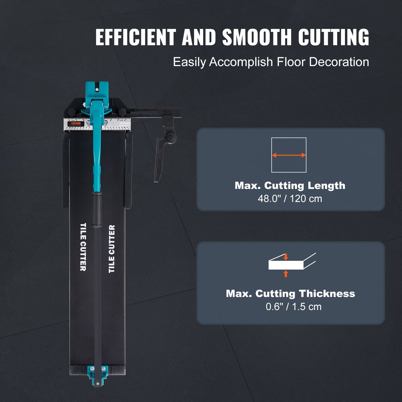Manual Tile Cutter, 1200mm, Porcelain Ceramic Tile Cutter with Tungsten Carbide Cutting Wheel, Infrared V952-KCZQGJMDDIY12IXM7V0