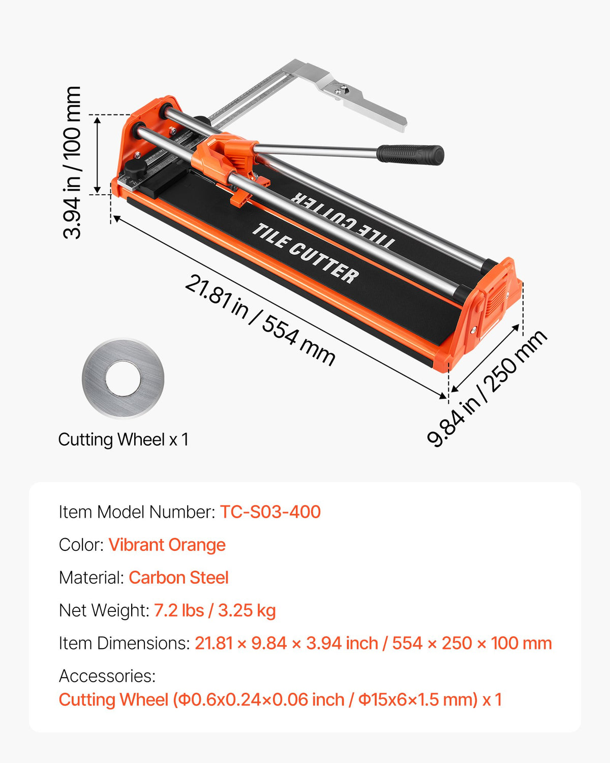 430mm Manual Tile Cutter for Wall & Polished Tiles,Double Rails for Precise Cutting, Tungsten Carbide V952-KCZQGJMSDIY04NJZS002V0