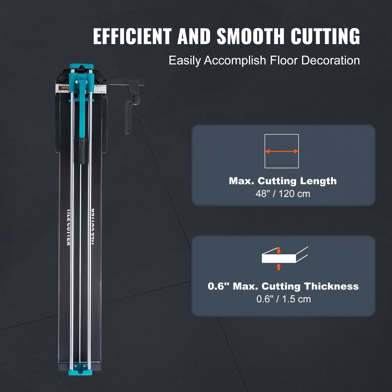 Manual Tile Cutter, 1200mm, Porcelain Ceramic Tile Cutter with Tungsten Carbide Cutting Wheel, Infrared V952-KCZQGJMSDIY1207LOV0