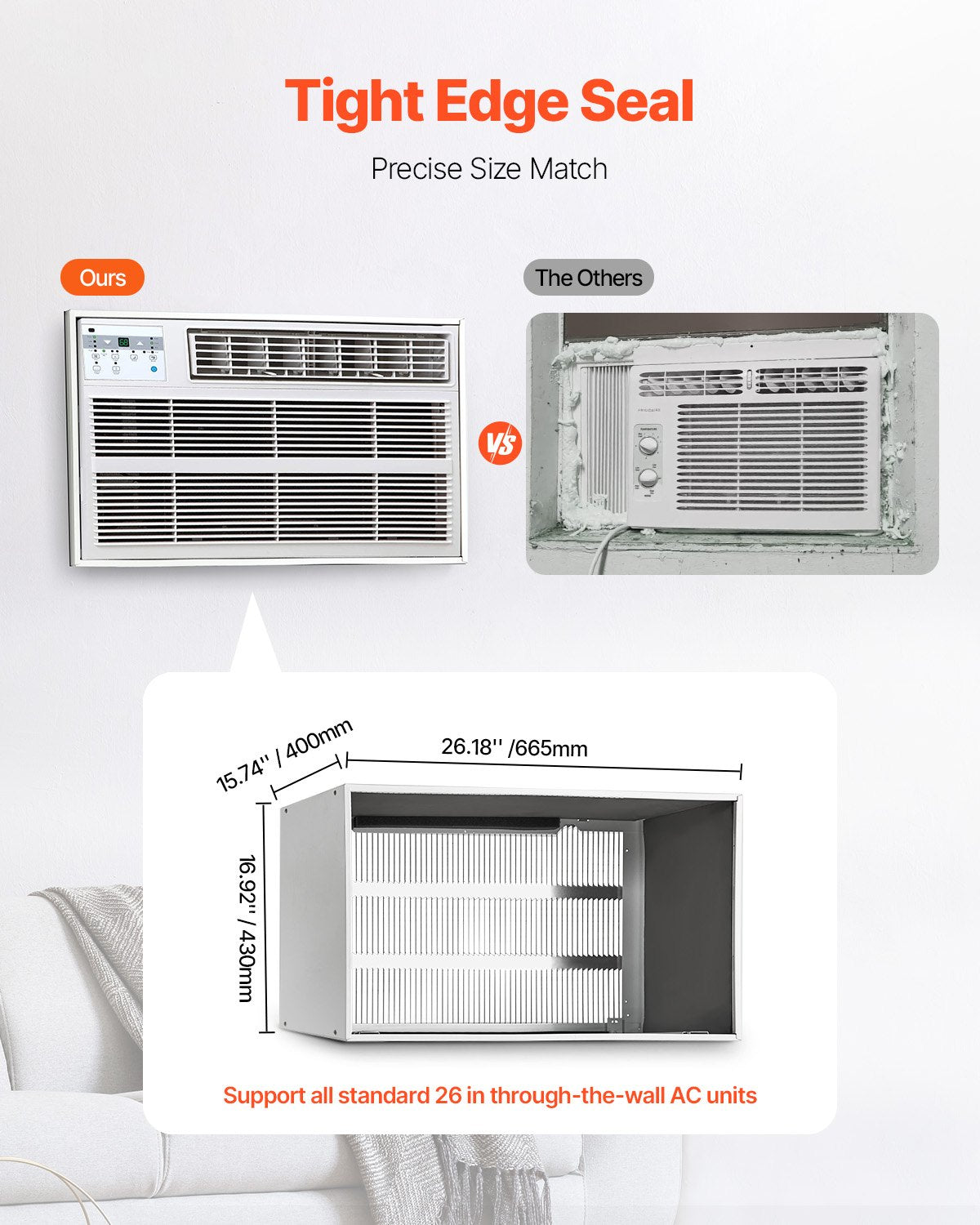 Air Conditioner Wall Sleeve 26 in with Exterior Grille Wall AC Sleeve V952-KDCJT26INCHDFWX63V0