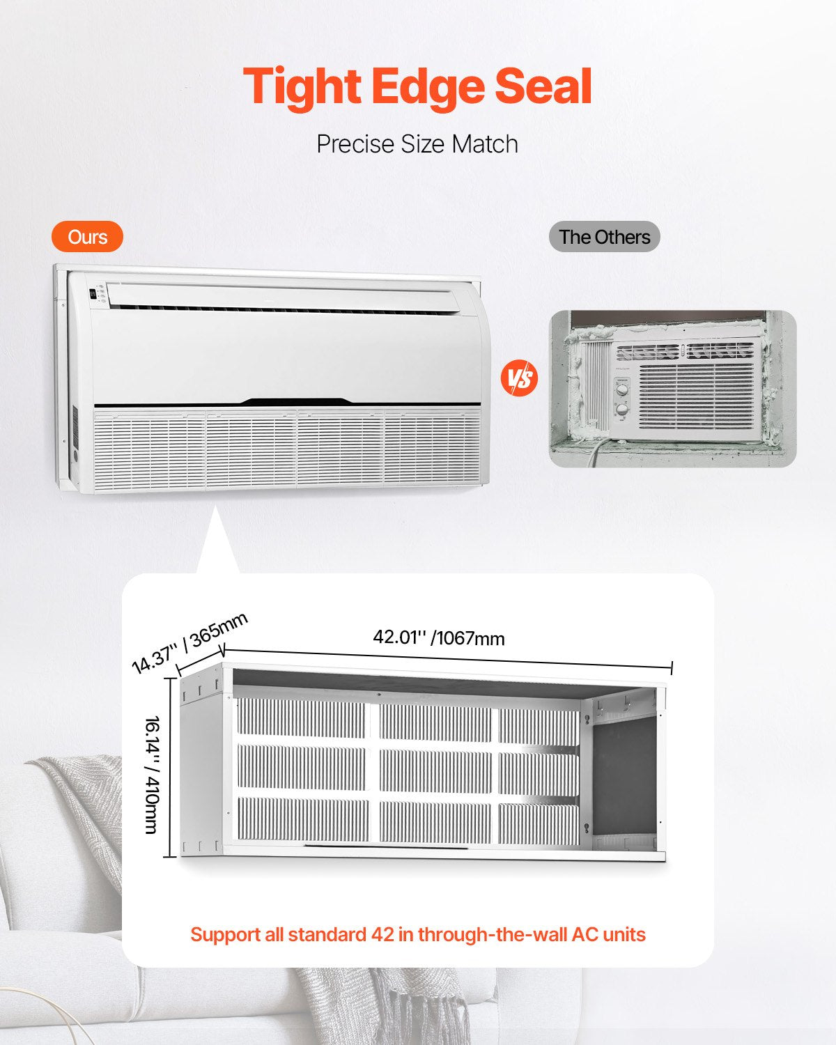 Air Conditioner Wall Sleeve 42 in with Exterior Grille Wall AC Sleeve V952-KDCJT42INCHD3IX7CV0