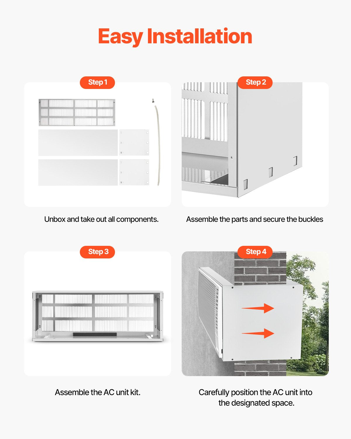 Air Conditioner Wall Sleeve 42 in with Exterior Grille Wall AC Sleeve V952-KDCJT42INCHD3IX7CV0
