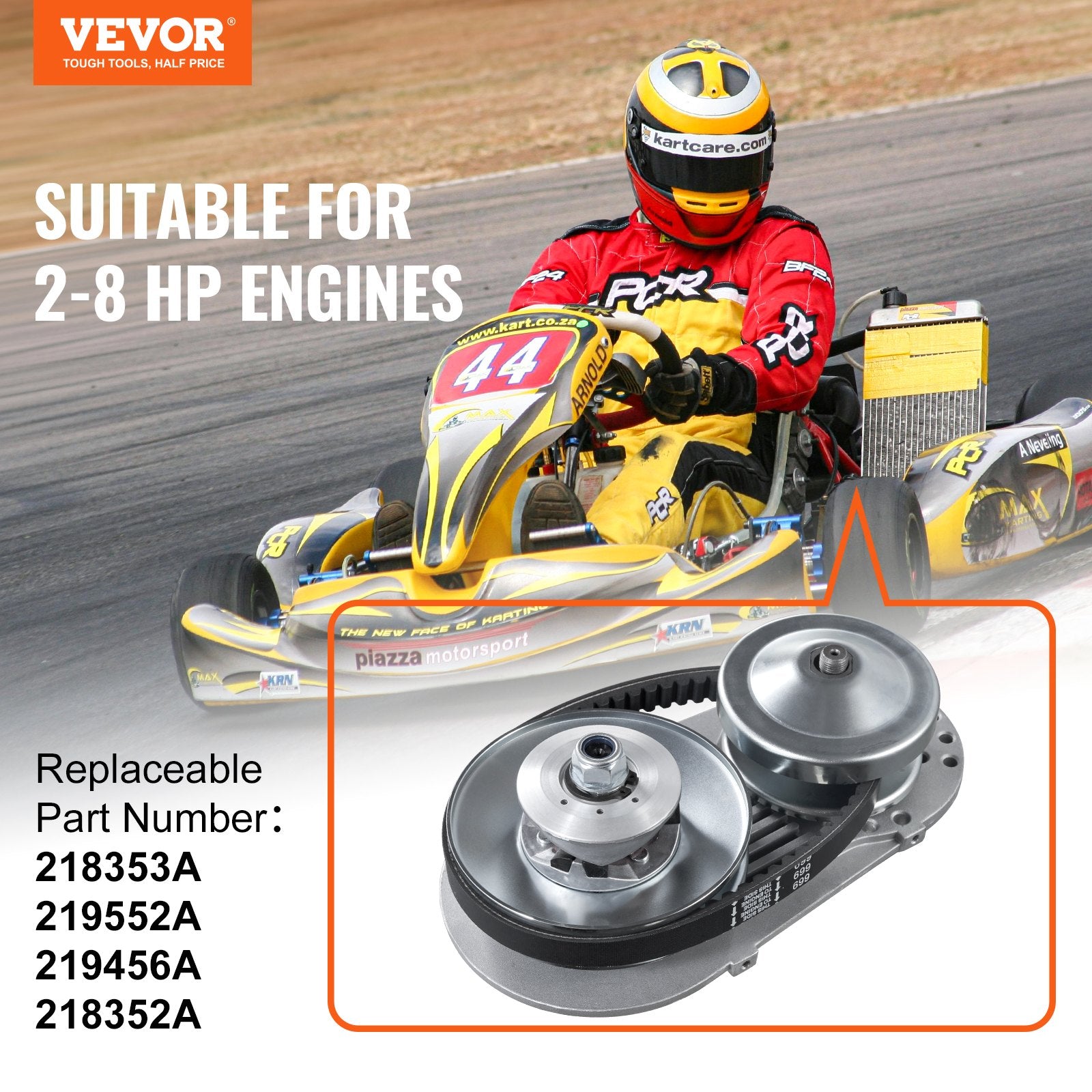 Drive Clutch, 2-8HP Engine, 2000 RPM High-Strength Drive Clutch with Asymmetric Designed Wheels & Robust V952-KDCLHQXLCLBJQQZAXV0